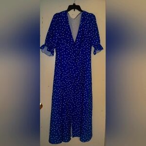 Beautiful Elegant brand new Blue Polka Dot Vacation Dress unused unworn size XL